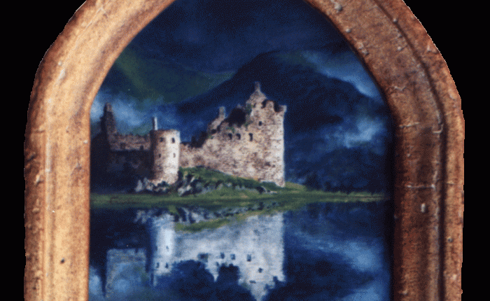 Linda Champanier oil painting of castle reflecting in water